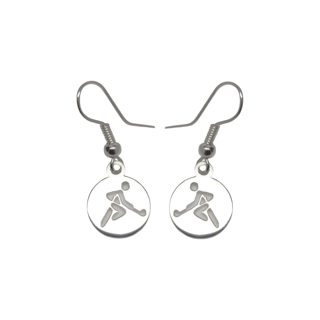 Jewellery Earrings Round Player Drop Style (Silver)